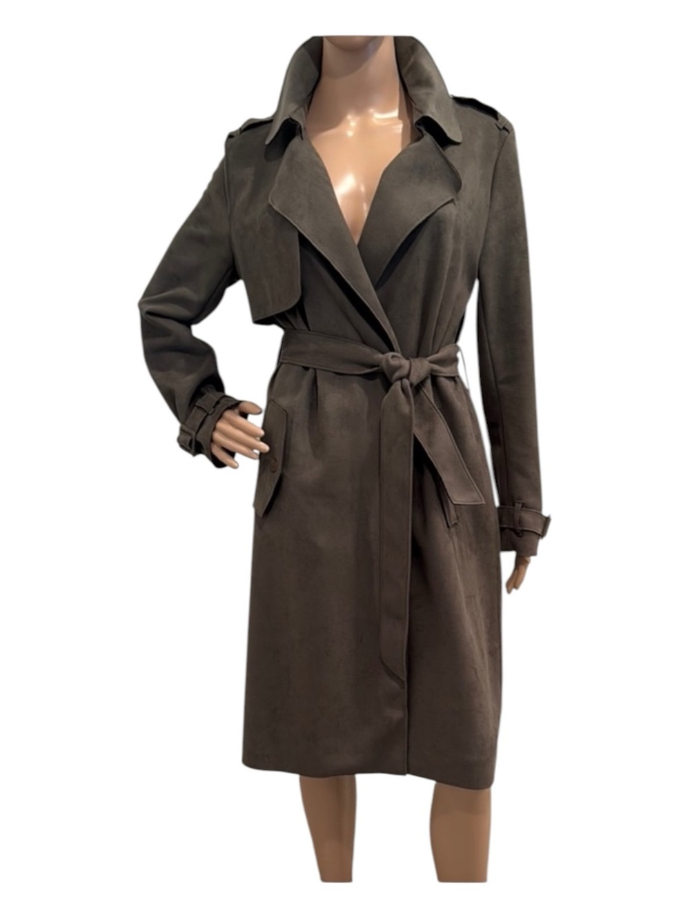 Philosophy Belted Trench Coat - Green